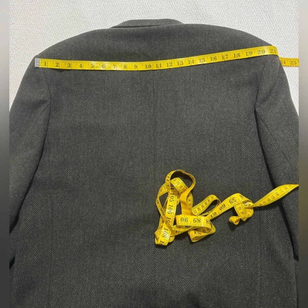 Oleg Cassini Men’s 42R Dark Green Herringbone Sport Coat Wool Tweed Blazer